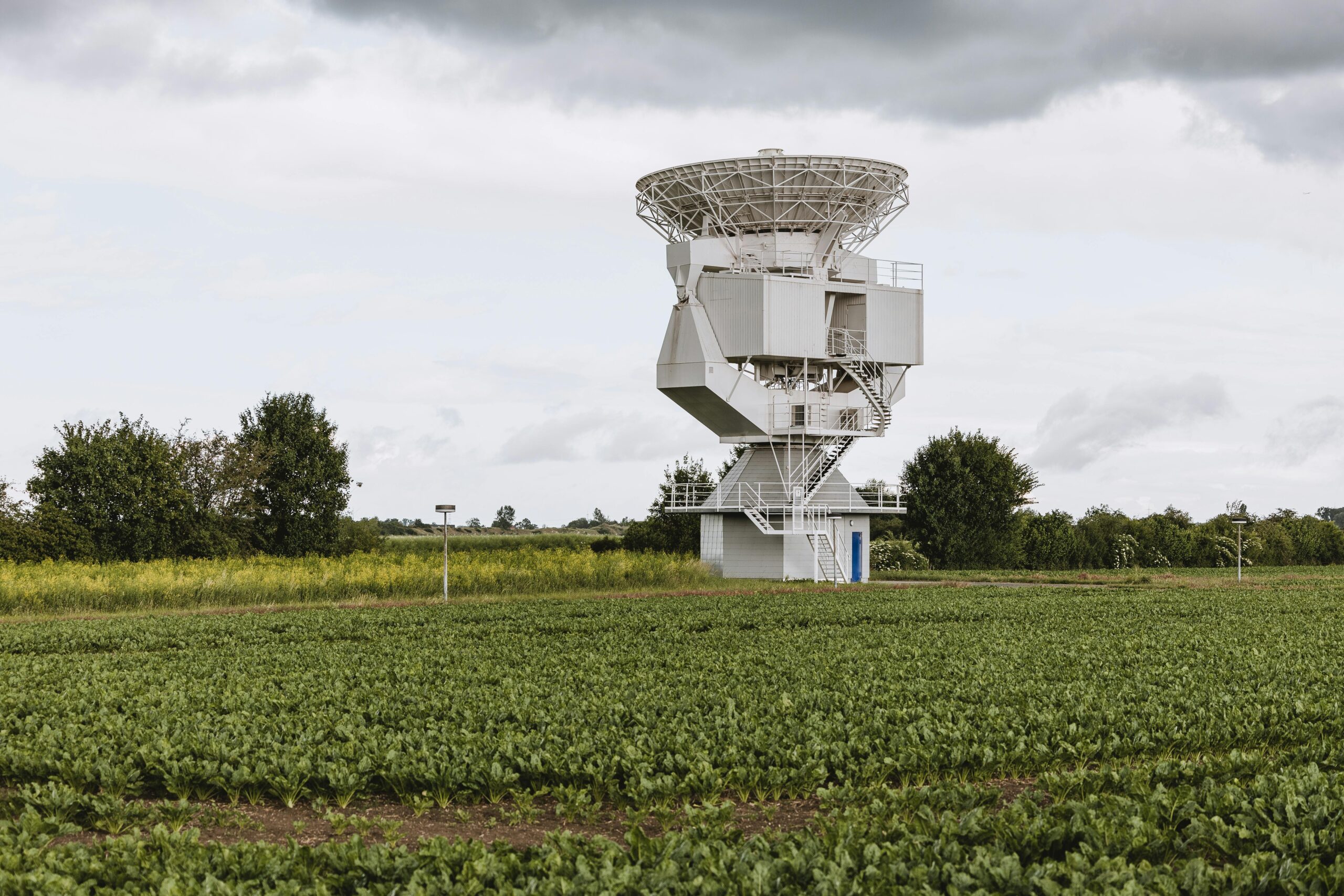 Satellite Antenna in Riedstadt Farmland Landscape